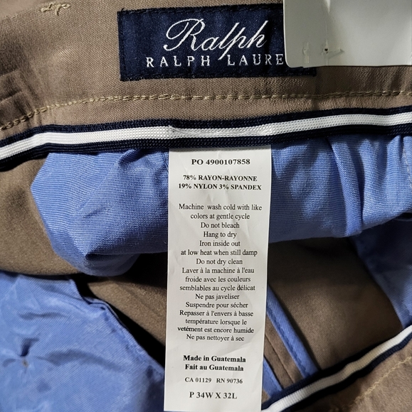 Ralph by Ralph Lauren Men's Tan NWT Modern Fit Dress Pants Size 34X32 - Picture 4 of 6